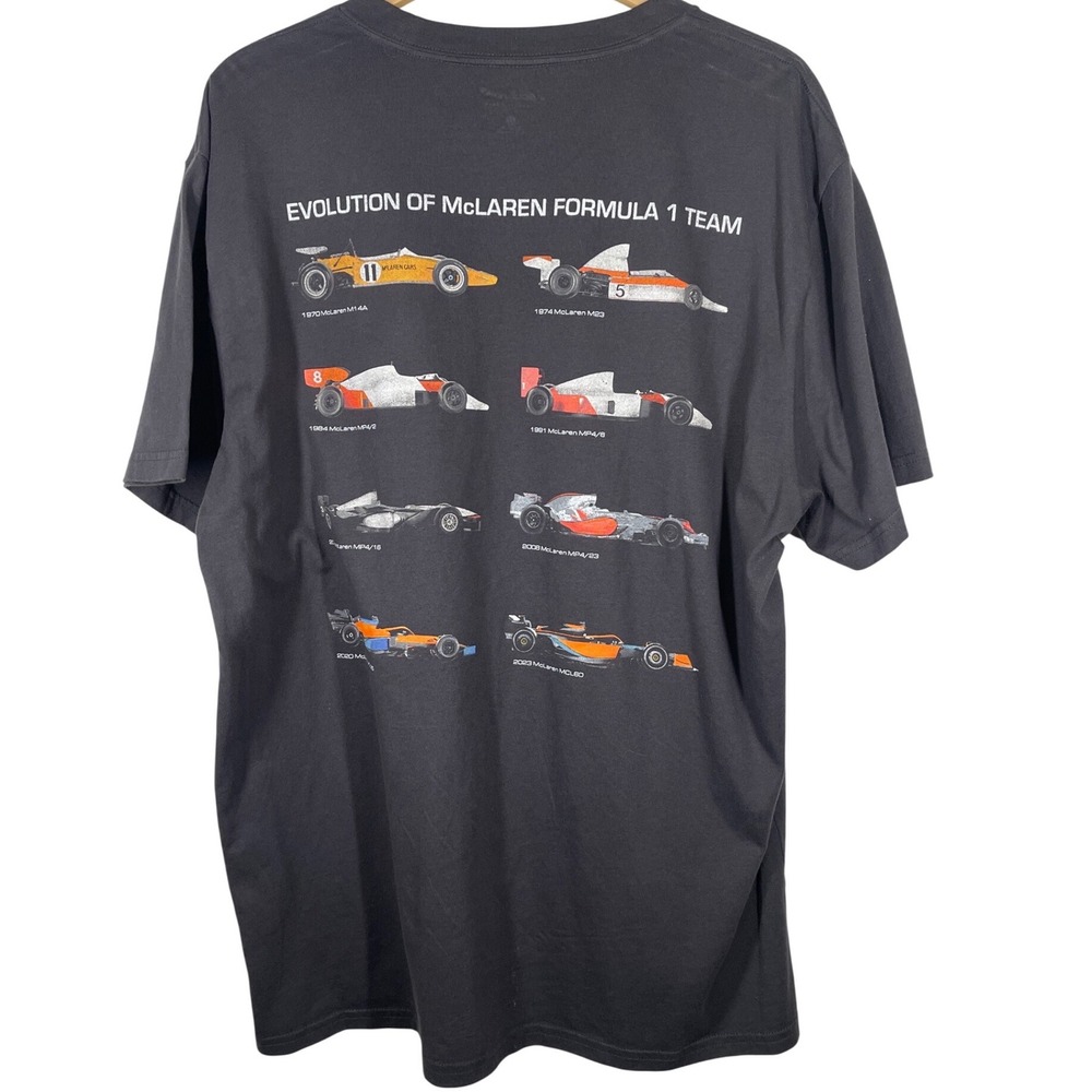McLaren Formula 1 Team Evolution Graphic T-Shirt Mens XL Grey Relaxed Fit F1 Tee